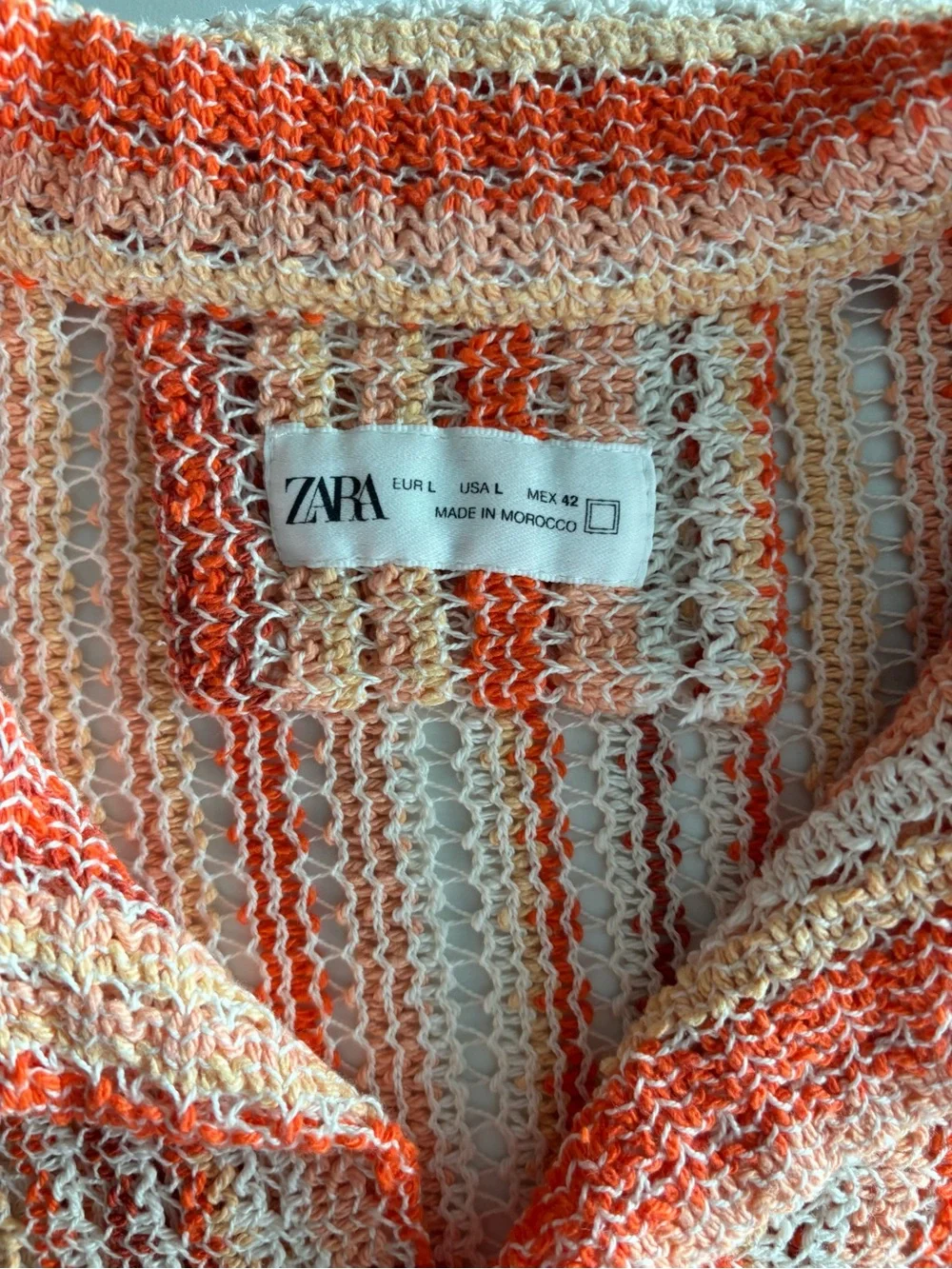 Zara Knit Short-Sleeve Striped Button-Down Resort Shirt in Coral sz L
